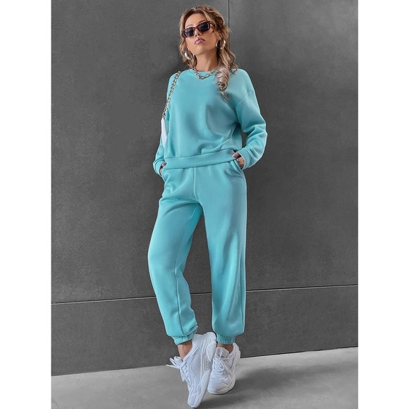 2 piece set: Drop Shoulder Sweatshirt & Sweatpants gray - Picture 11 of 13